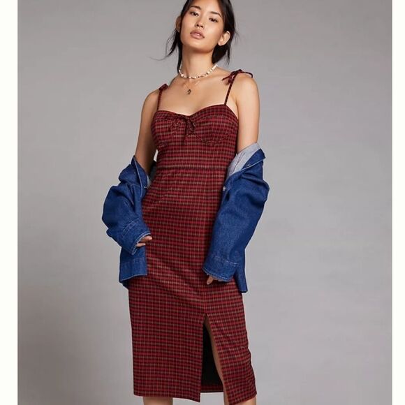 Anthropologie Dresses & Skirts - Anthropologie Hutch Plaid Bustier MIDI Dress Size Large New